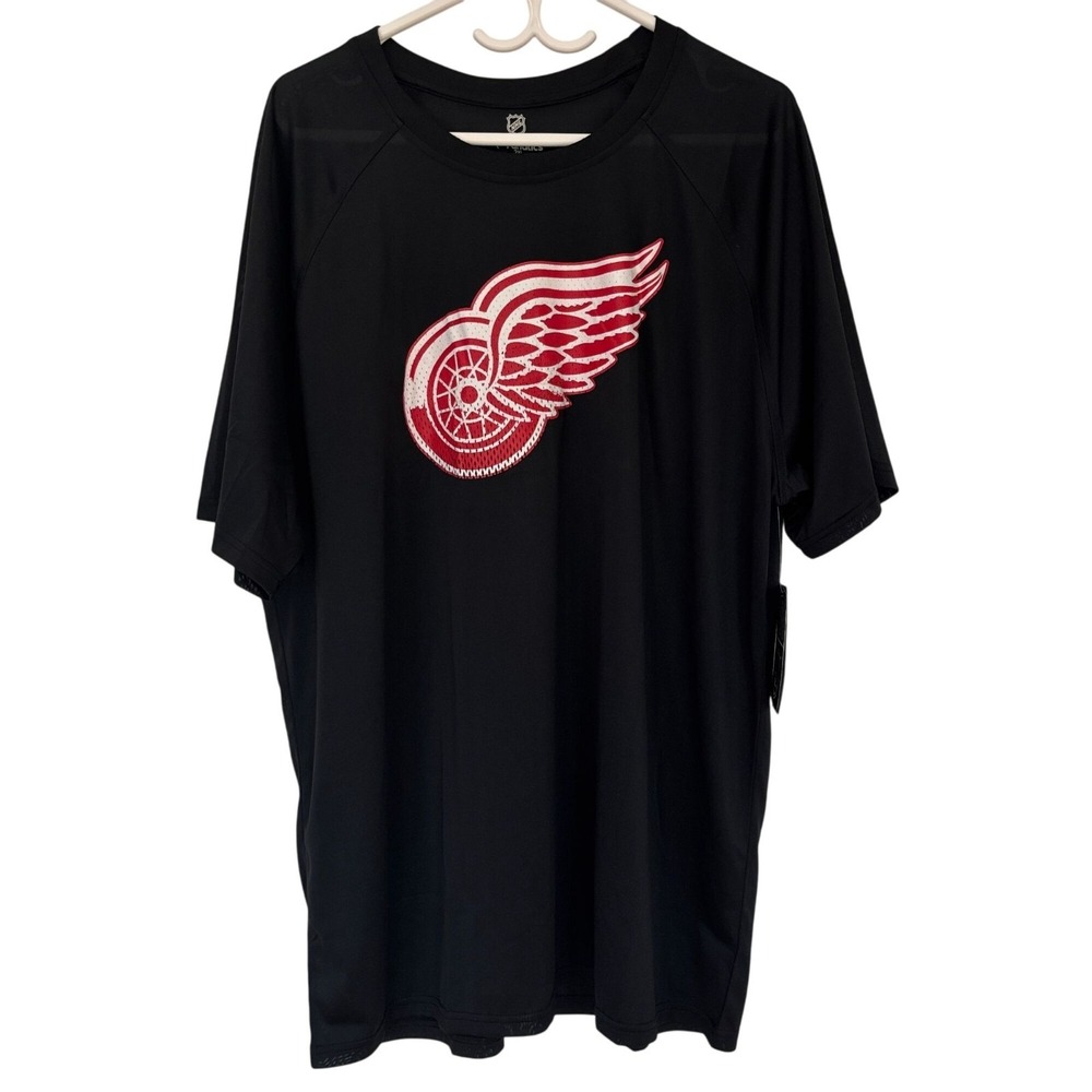 Detroit Red Wings Black NHL Fanatics Short Sleeve Shirt Size 2XL New With Tags